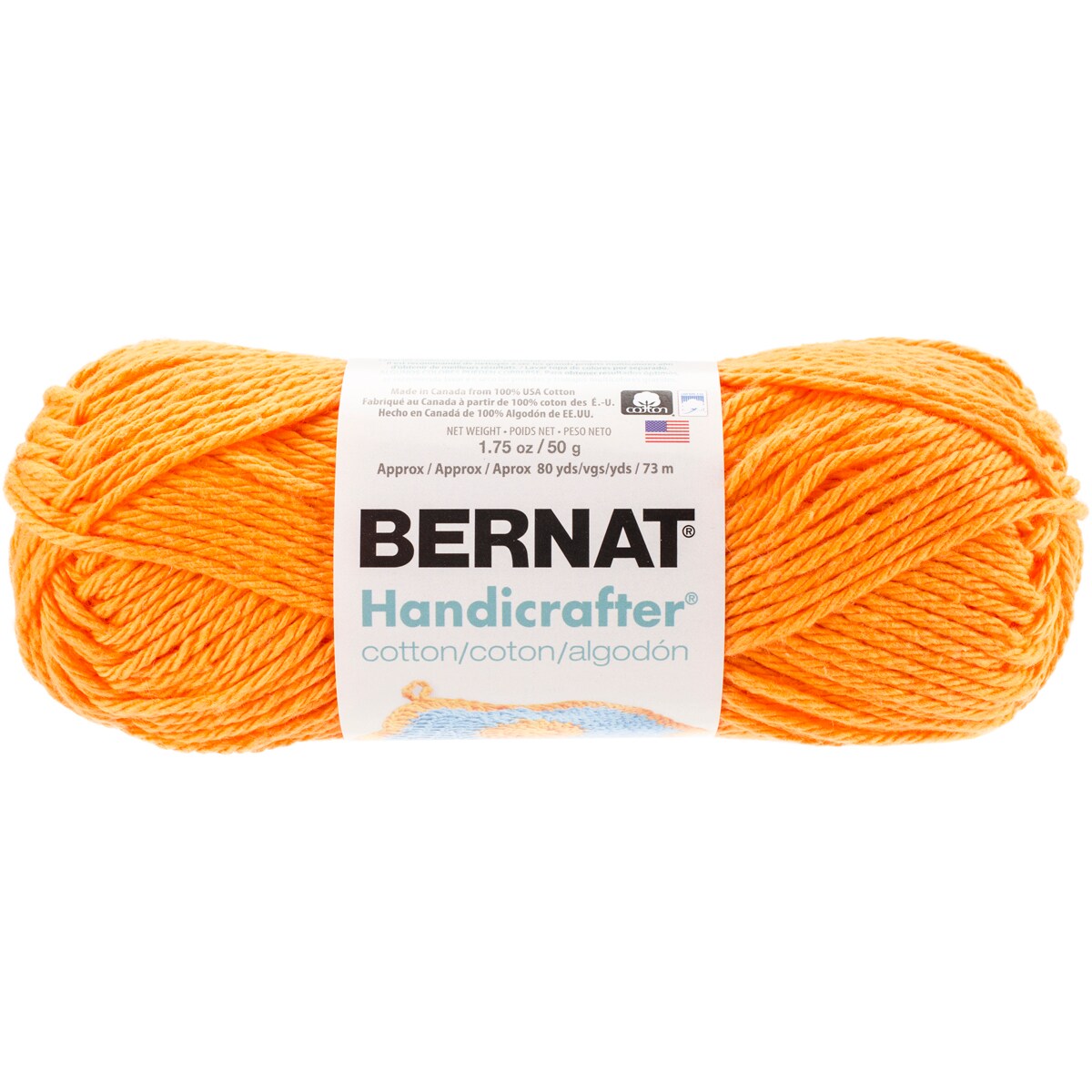Bernat Handicrafter Cotton Yarn - Solids-Hot Orange
