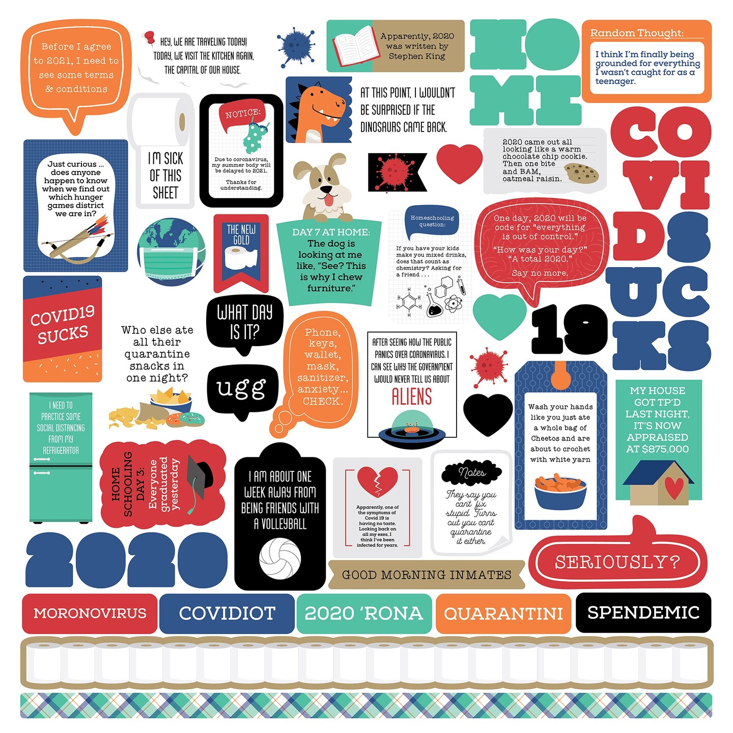 Laugh Or Cry: Quarantine Life Outtakes Stickers 12&#x22;X12&#x22;-Elements