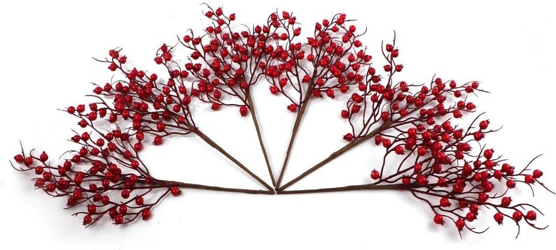 18-inch Artificial Red Berry Spray - Versatile & Lifelike Decor for Home & Holidays