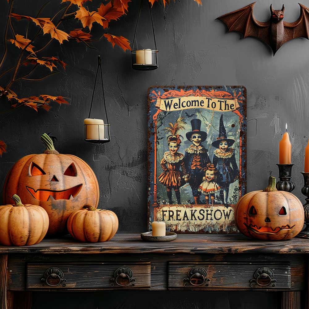 Primitive Halloween Decor - Metal Victorian Art Sign Decoration