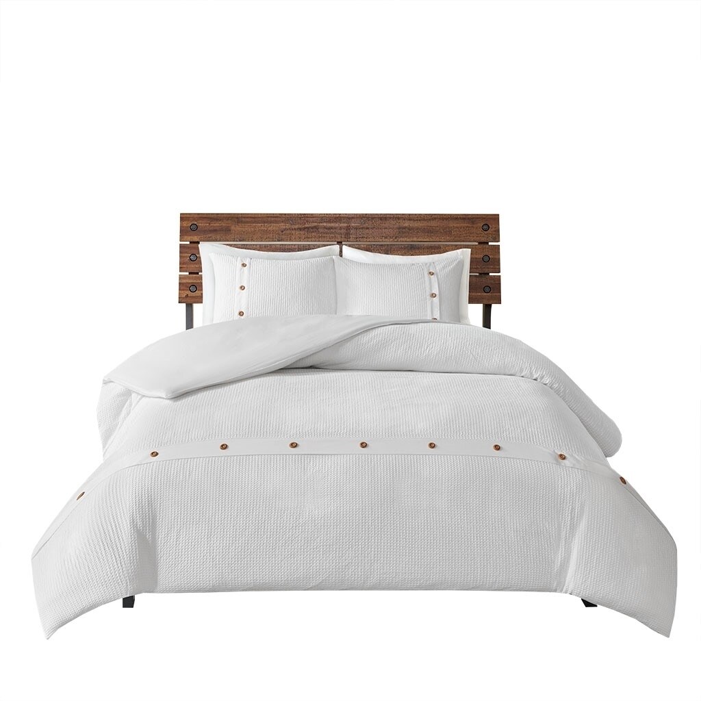 Gracie Mills Modern Waffle Weave 3-Piece Cotton Duvet Cover Set Grace-10675