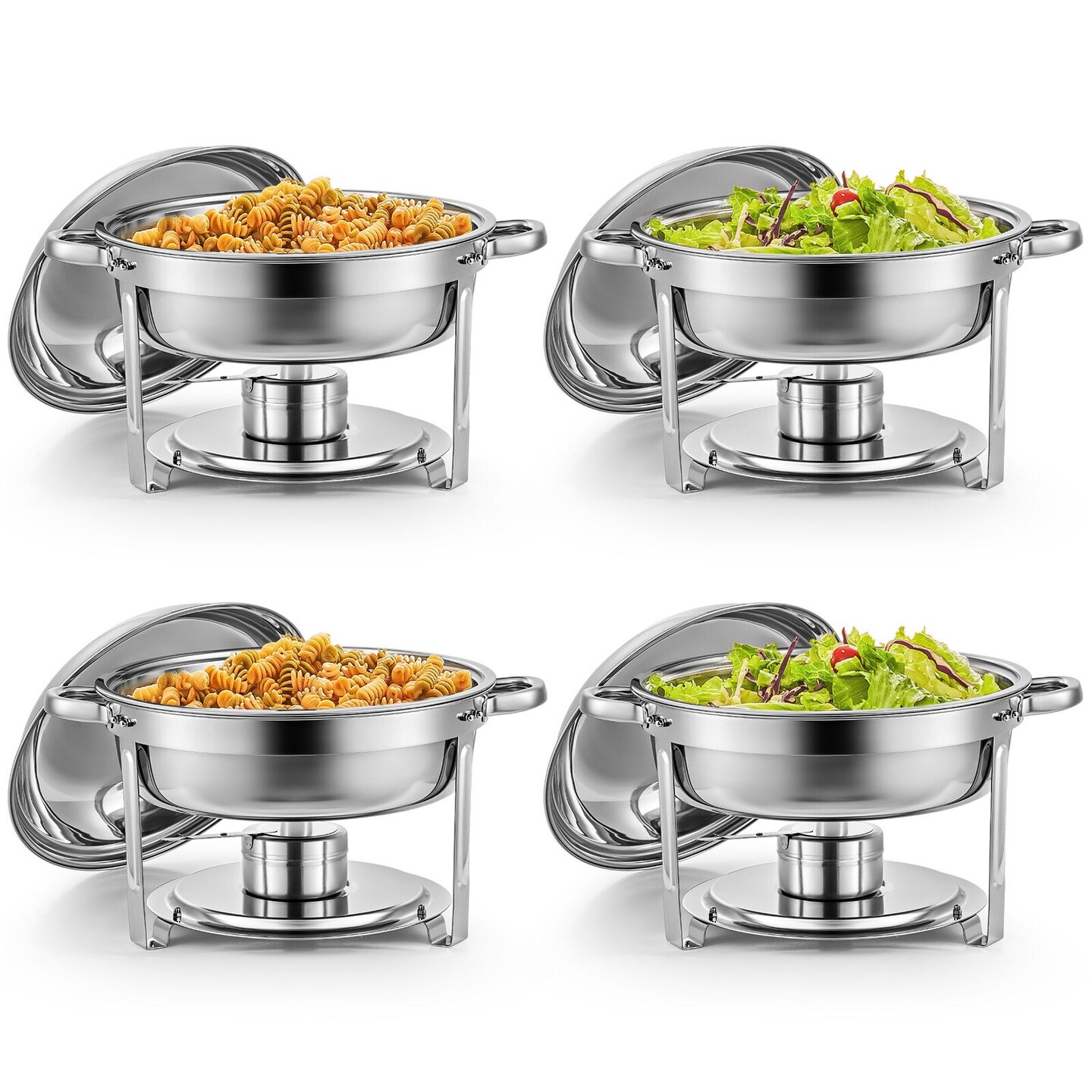 WILPREP 4 Pack 5.3qt Chafer Chafing Dish Stainless Steel Bain Marie Food Warmer
