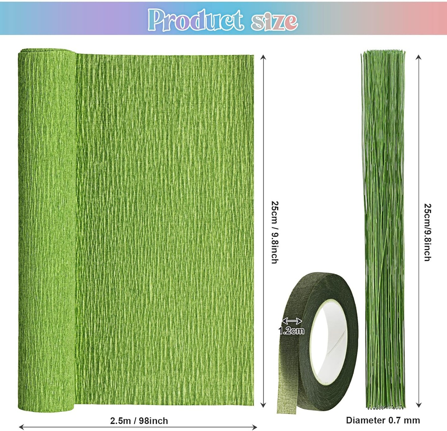 57 Pieces Crepe Paper Flower DIY Kits 6 Rolls 35g Crepe Paper Rolls 50 Pcs Floral Iron Wire 1 Roll 50 Meter for Birthday Party Wedding (Pink Series, Green)
