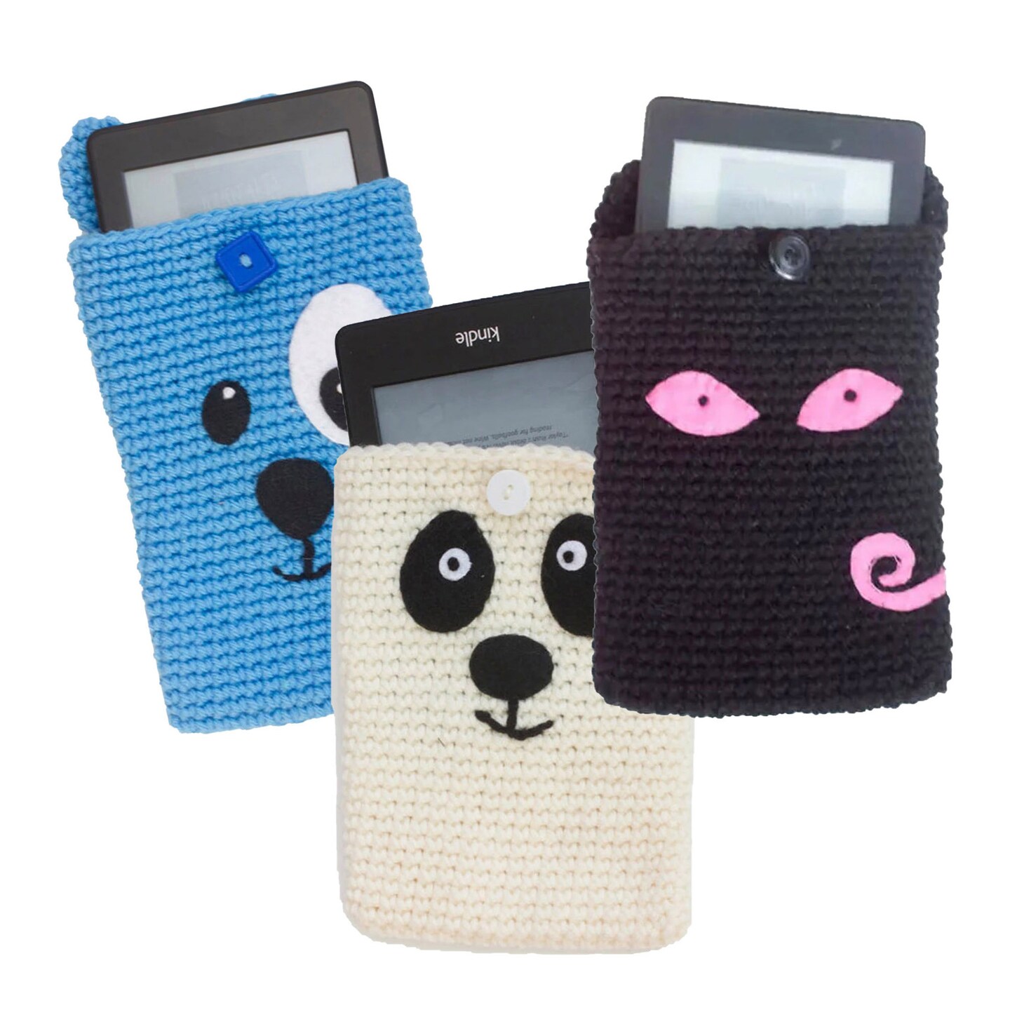 Crochet Animal E-Reader, Kindle Case, Cat, Dog, Fox, Owl, Pig
