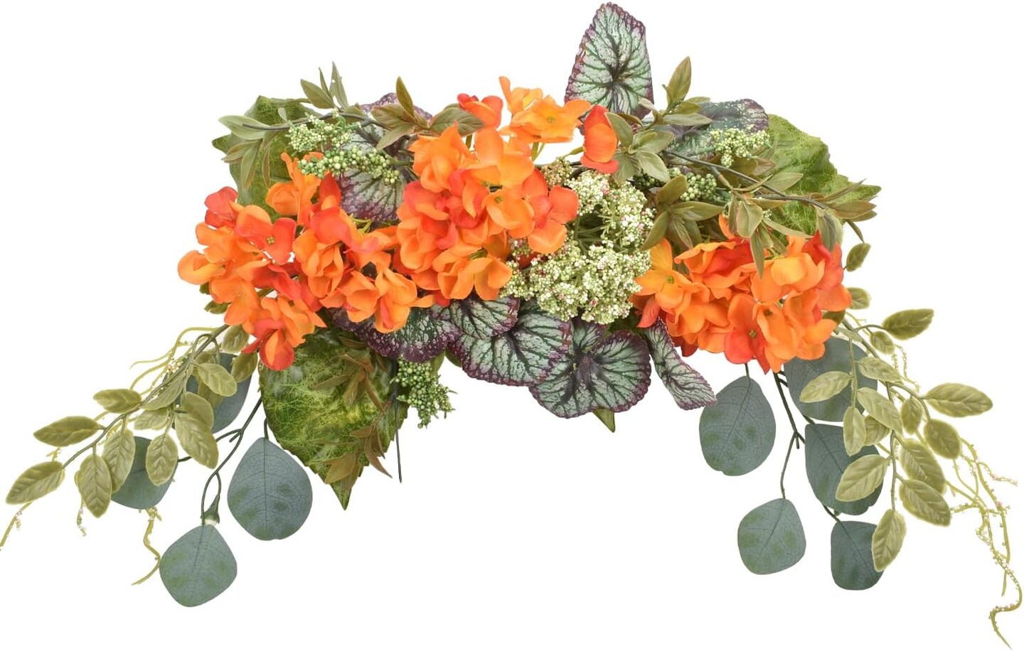 28&#x22; Eucalyptus Swag with Hydrangea &#x26; Begonia Leaves (Orange)