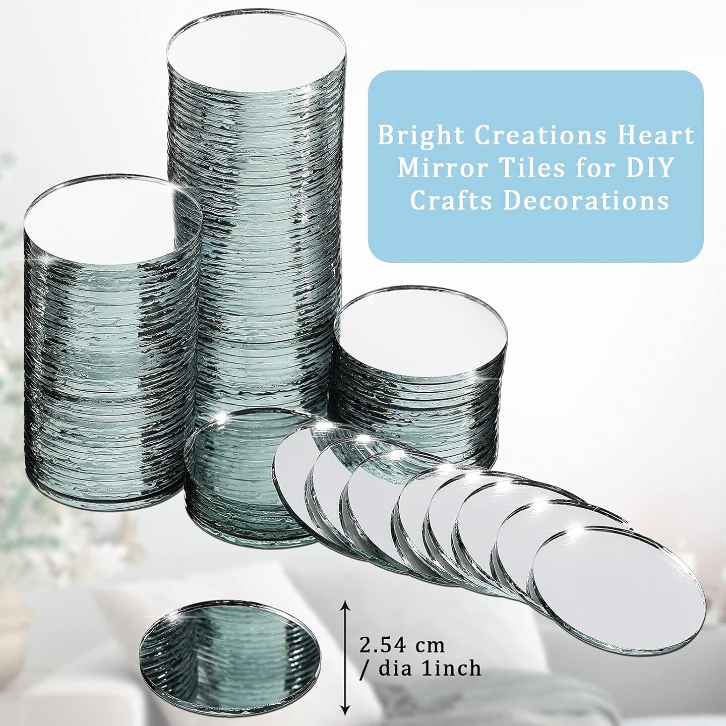 120 Pieces 1 Inch Small Round Glass Mirrors Circle Glass Mirror Tiles Round Craft Mirror Pieces for Arts and Crafts Projects, Traveling, Framing, Decoration