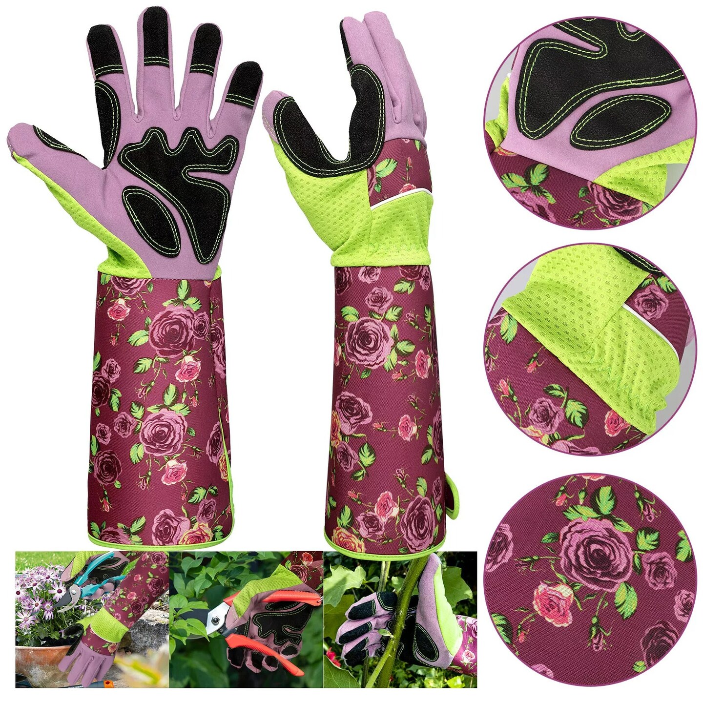 Thorn Proof Garden Gauntlet Long Gloves Digging Planting Pruning Tools Lawn Care