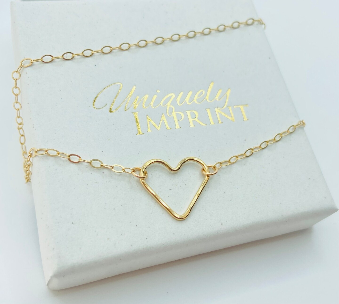 Open Heart Necklace, Gold Heart Pendant, Everyday Jewelry, Simple