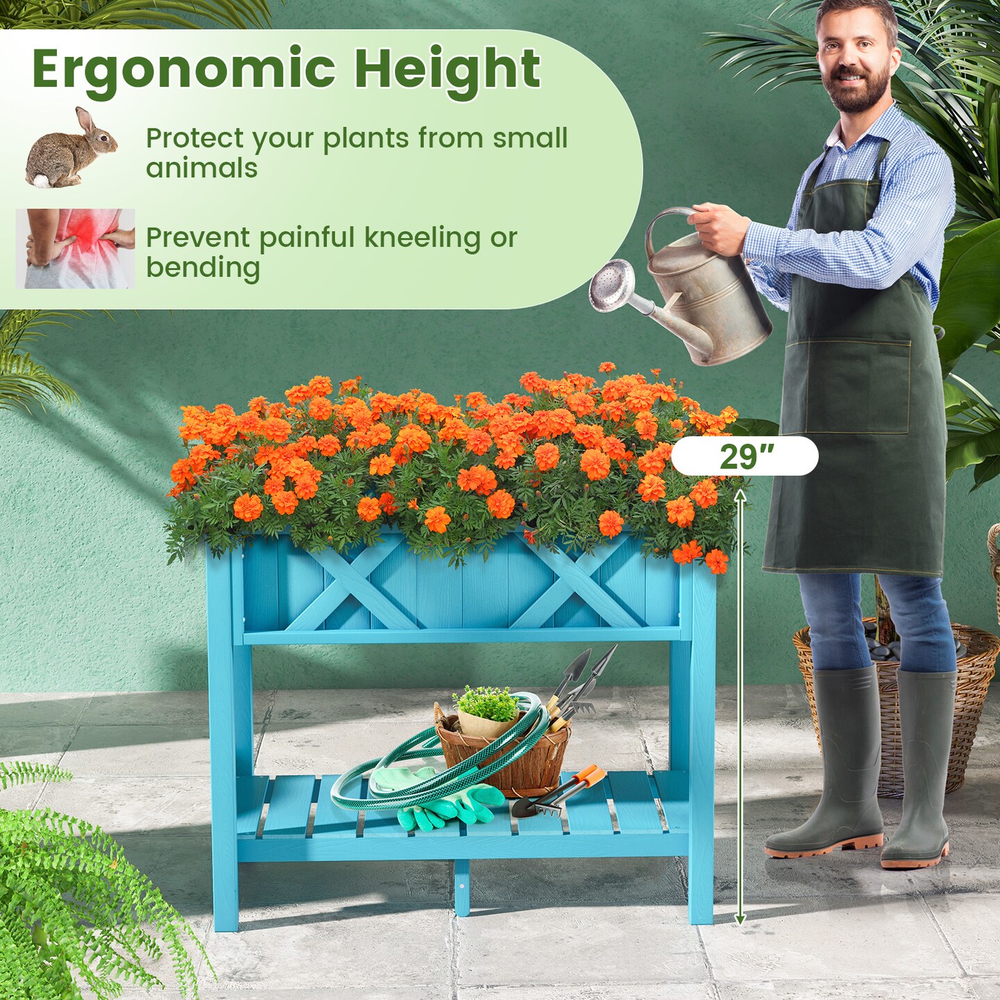 Hips Raised Garden Bed Poly Wood Elevated Planter Box