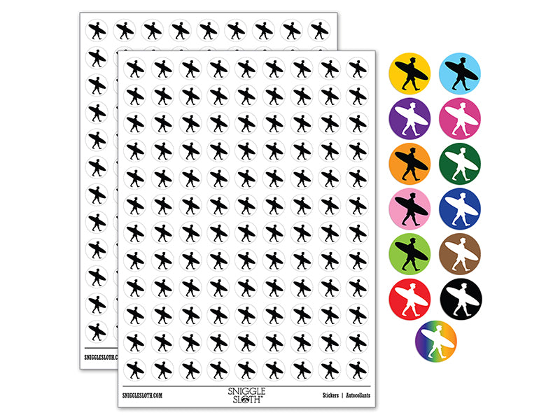 Surfer Man with Surfboard Walking 200+ 0.50&#x22; Round Stickers