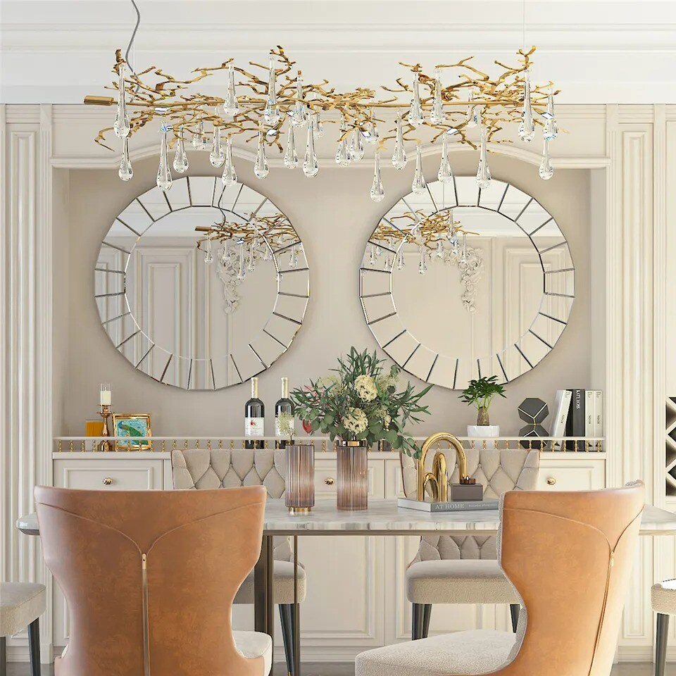 Wisfor Round Decorative Bathroom Mirror Accent Mirror w/Irregular Beveled Edge