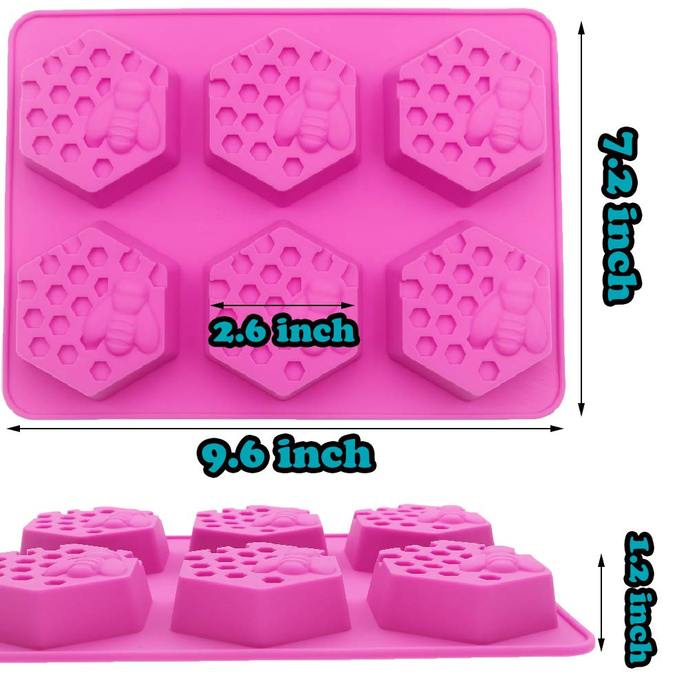 2 Pieces Honeycomb Soap Molds, Honey Silicone Molds for Handmade Soap, Lotion Bars, Wax Melts, Beeswax