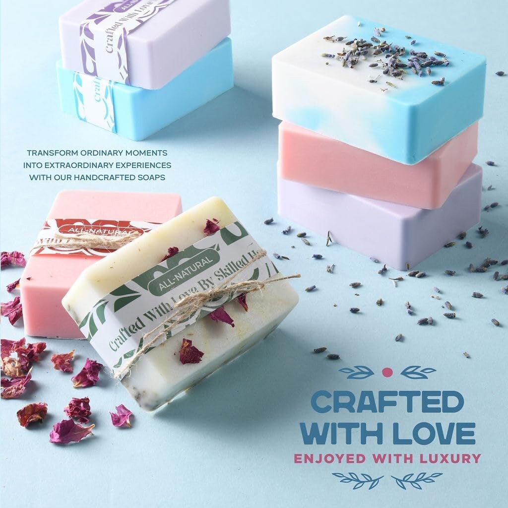 Soap Making Kit - Soap Making Supplies Melt and Pour - DIY Set for Adults and Kids, Includes Soap Base, Silicone Molds, Fragrances, Rose and Lavender Petals