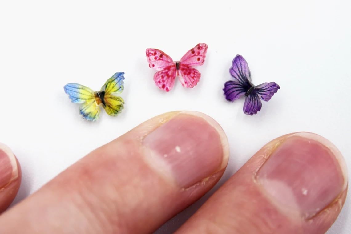 30 Pieces Micro Resin Butterflies, Dollhouse Miniature Tiny Butterflies, Terrarium Fairy Garden Dolls Toy, Mini Micro Landscaping Decoration