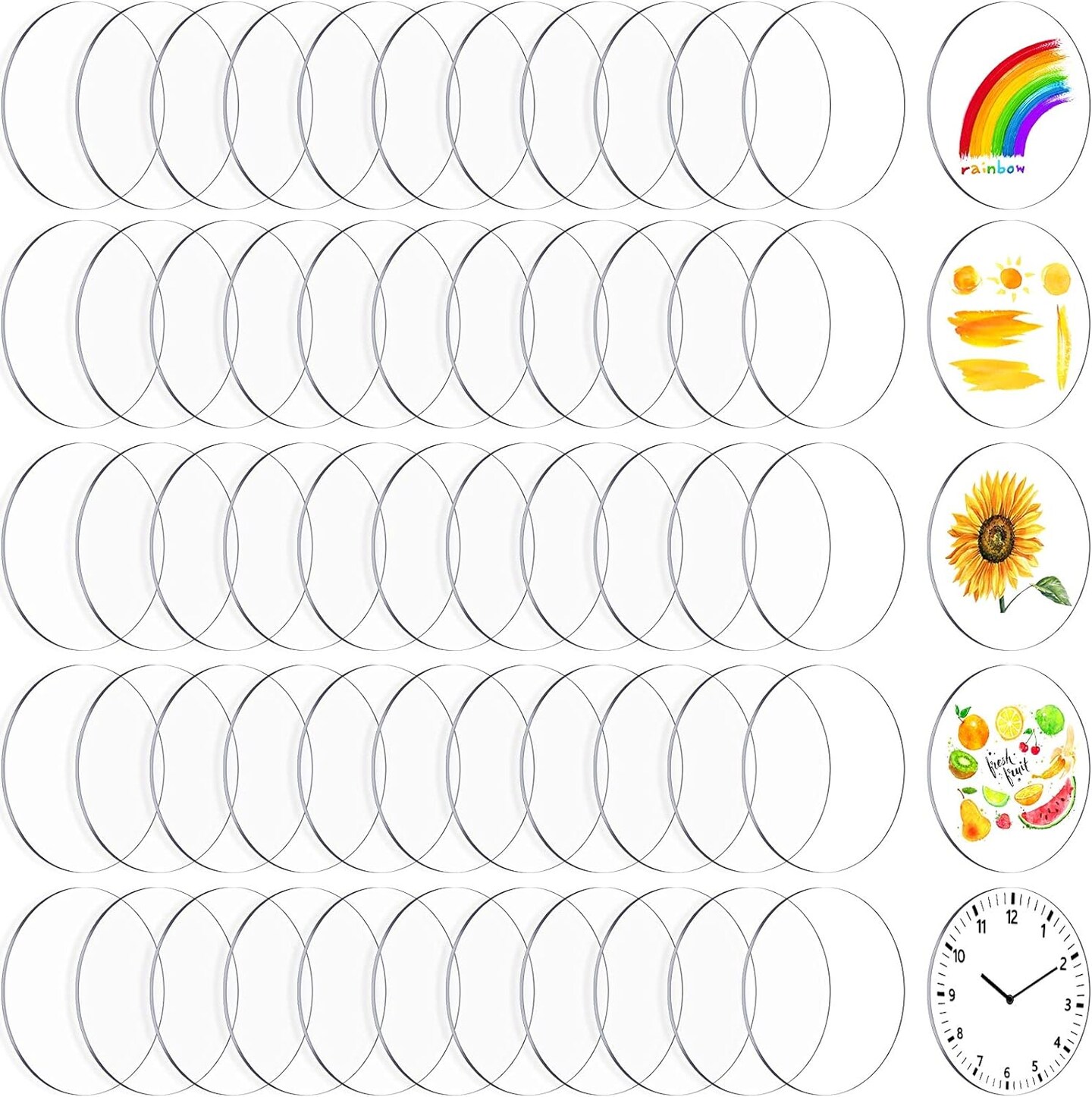60 Pieces Transparent Acrylic Circle Discs Thick Round Acrylic Sheets Acrylic Circle Disc Ornament Blanks Clear Round Acrylic Ornaments for DIY Projects and Crafts (1.5 Inch)