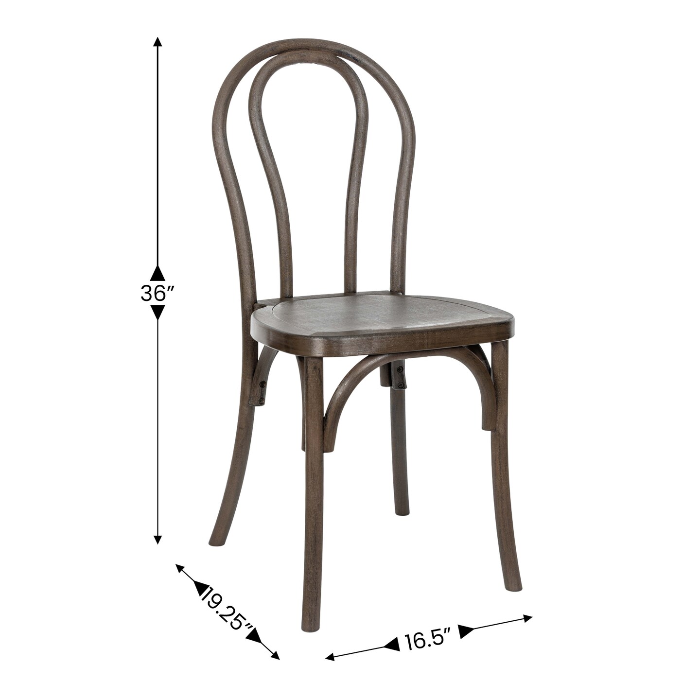 Emma and Oliver Hensler Set of 2 Weather-Resistant Wood Look Resin Thonet Chairs for Indoor/Outdoor Use