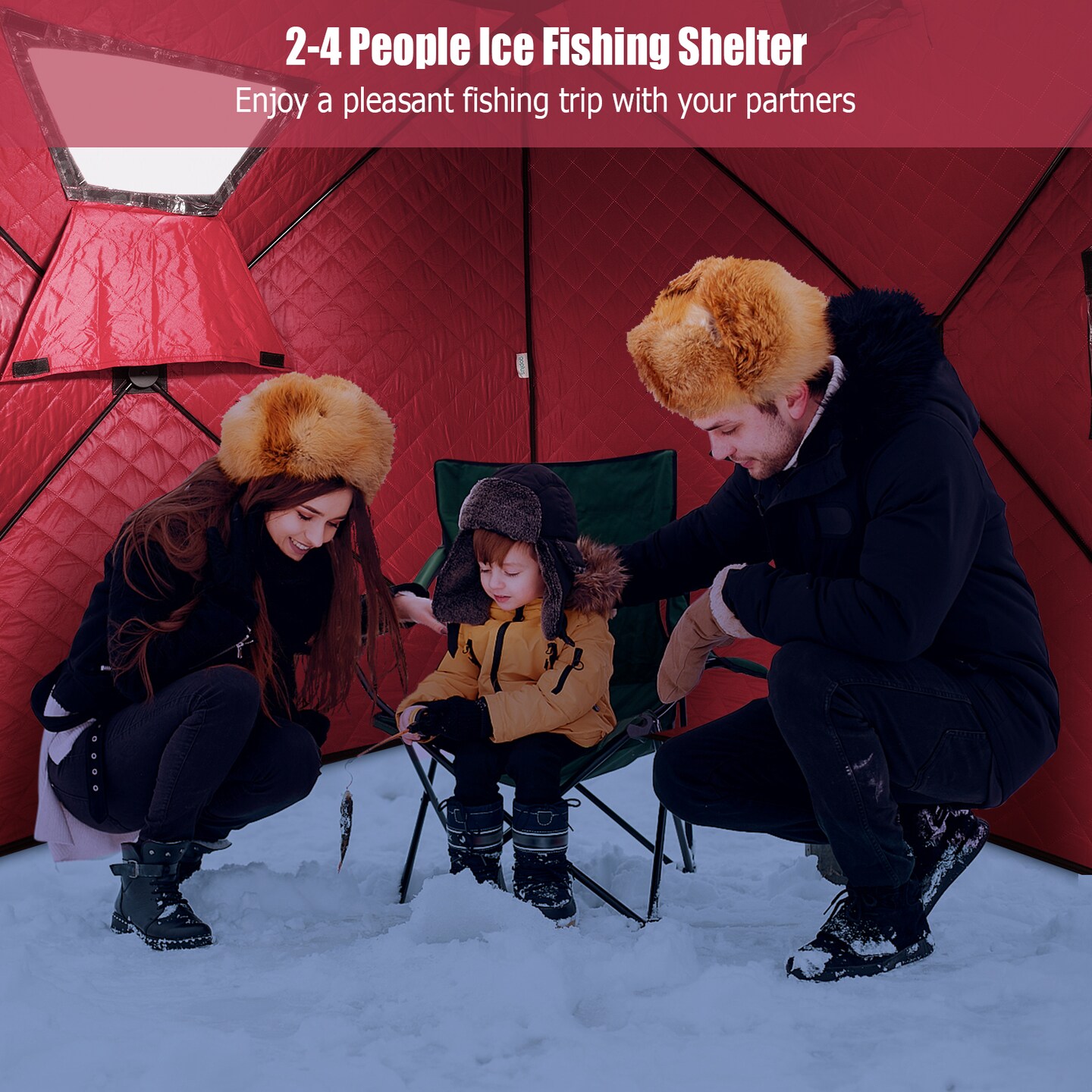 Portable 2 Person Ice Shanty With Cotton Padded Walls