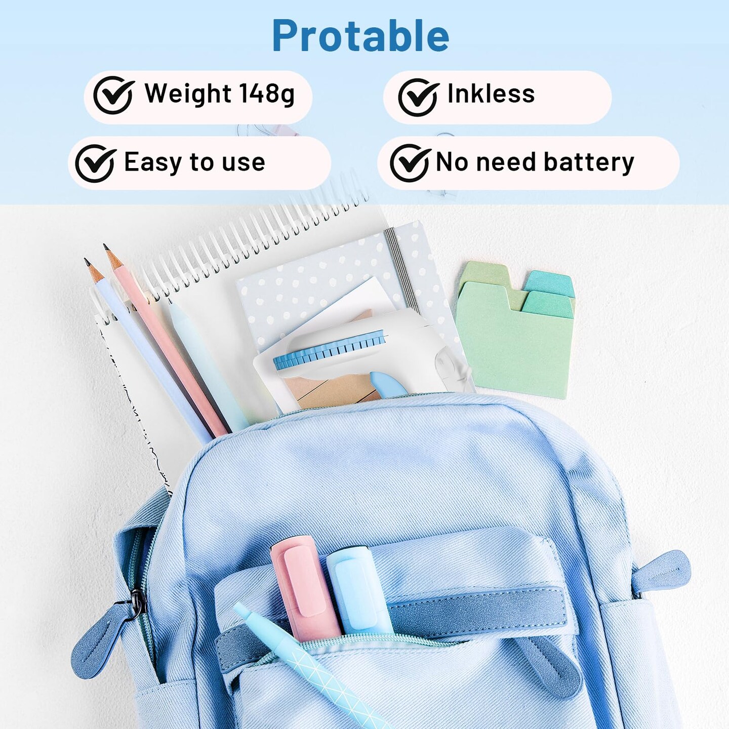 Embossing Label Maker Machine with Tapes, Portable Retro Embossed Label Maker, Vintage Mini Embosser Labeler, Handheld Label Printer for Home, Office and Outdoor, Blue