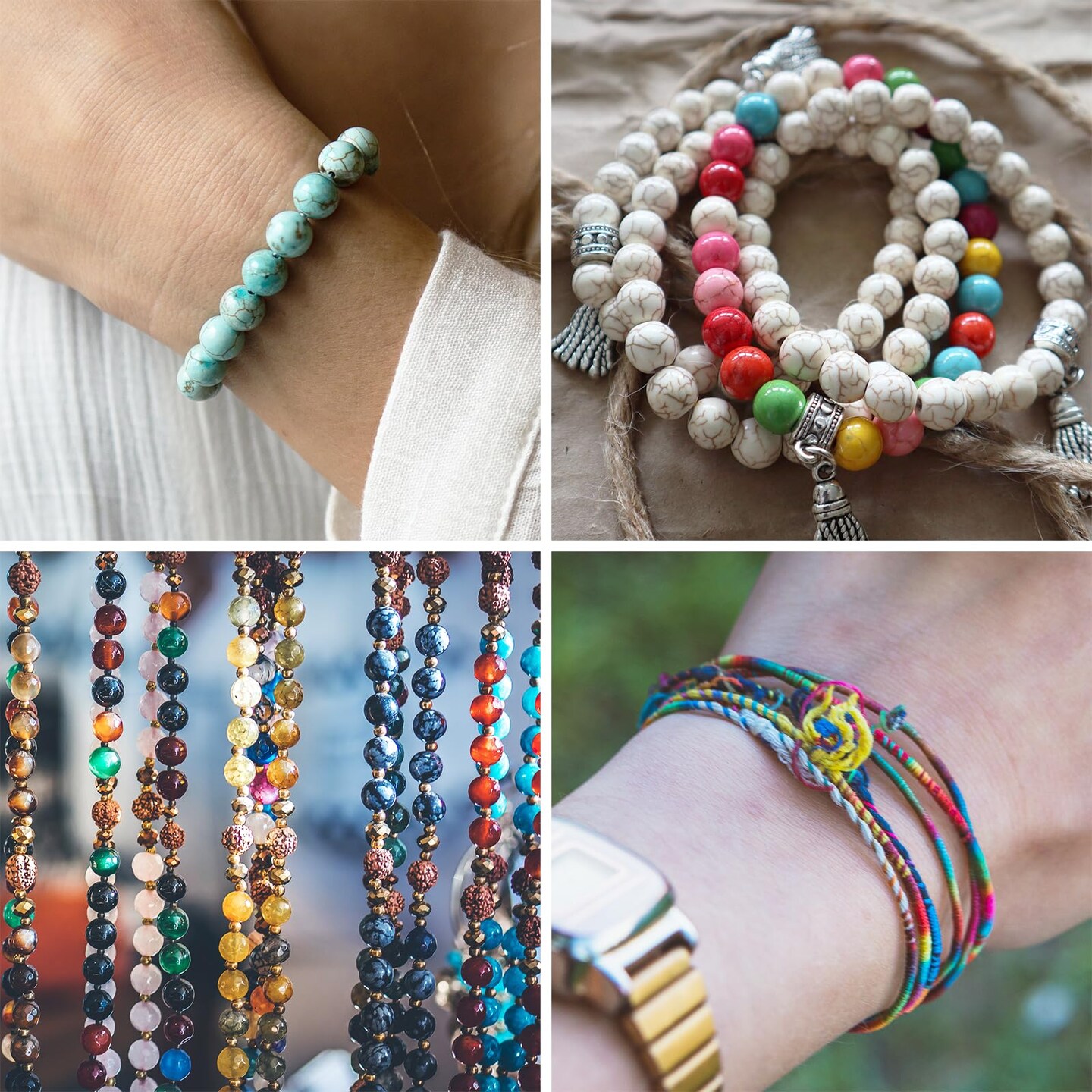 2 Rolls 1MM Stretchy String for Bracelet Making, Rainbow Elastic Bracelets String Thread for Clay Beads, Bracelets, Jewelry Making, Necklaces, Sewing and Crafts