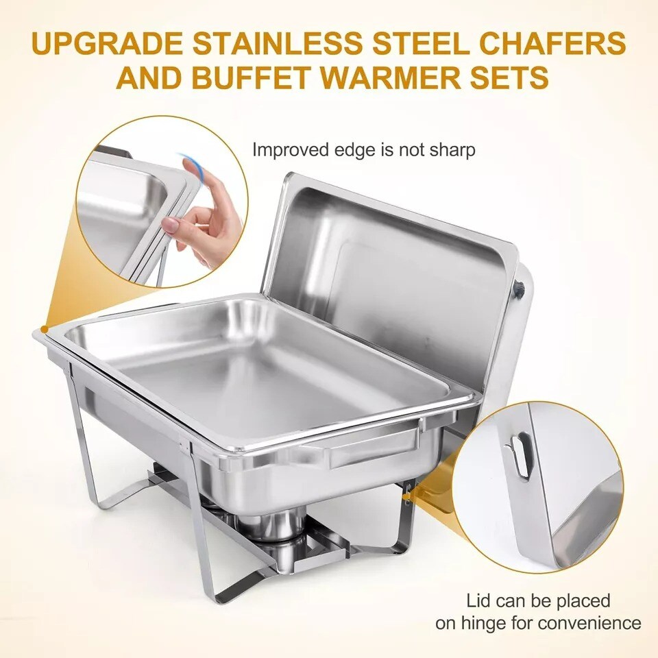 4Pack Chafing Dish Buffet Set 8 Qt Stainless Steel Complete Chafer Set for Party