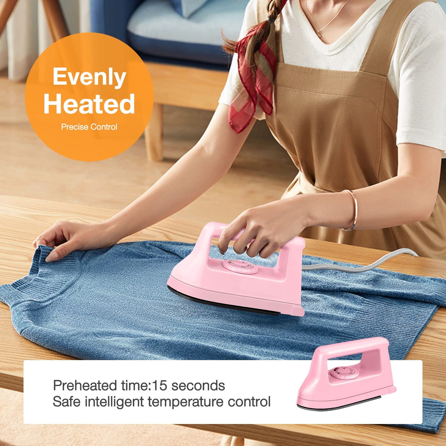 Iron Handy Heat Press Machine Kit Portable with PVC Doormat for Heat Transfer, Charging Base Accessories for DIY T-Shirt Shoe Bag Vinyl Projects