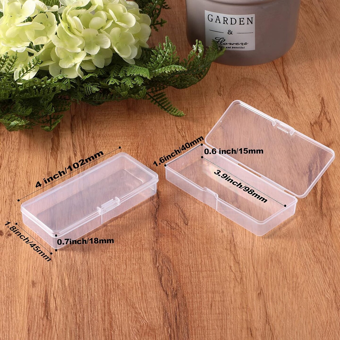 Storage Box, 18 Pcs Small Plastic Case, Transparent Storage Container with Lid, 3.9 x 1.6 x 0.6 Inch, for Bobby Pin, Swab, Craft, Jewelry, Coin, Screw, Bead
