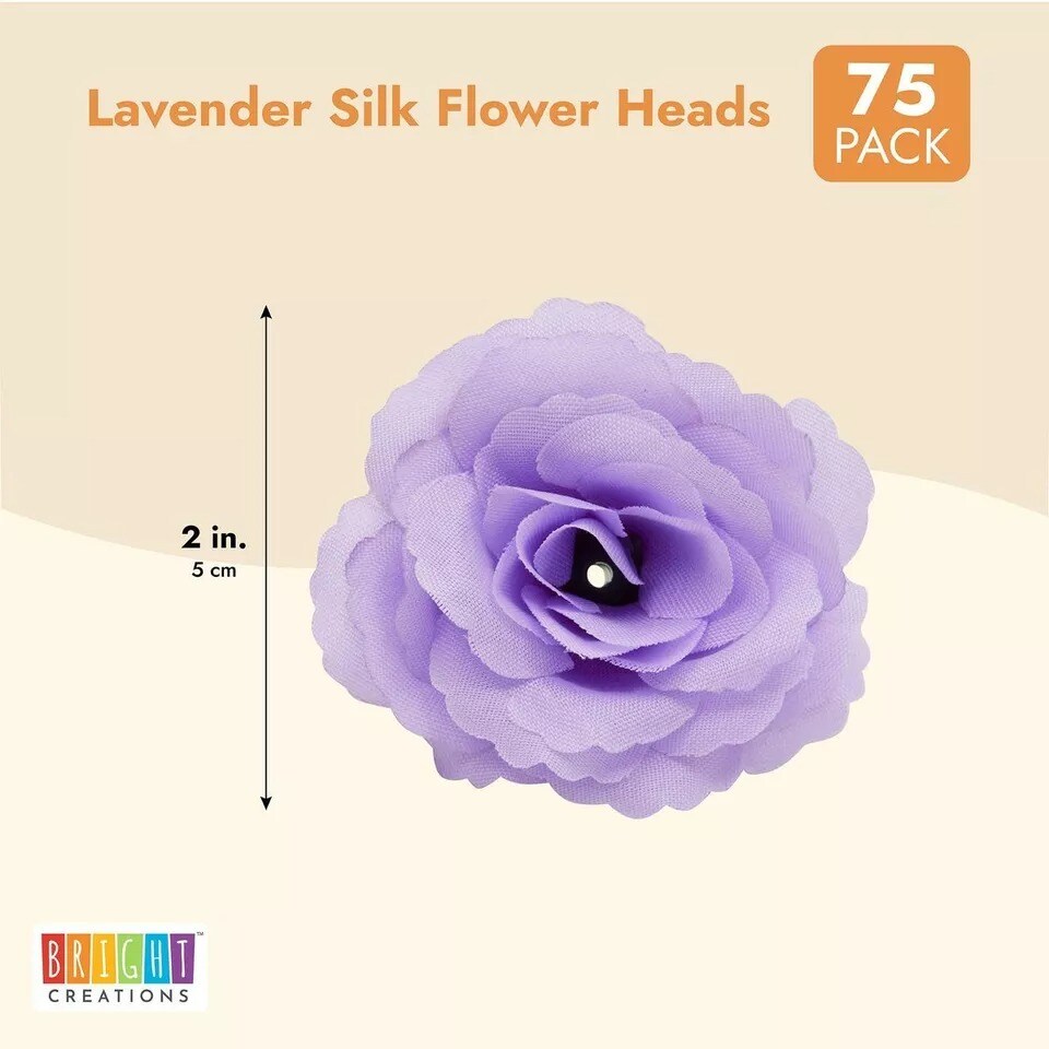 75 Pack Mini Lavender Silk Artificial Flower Heads for Crafts