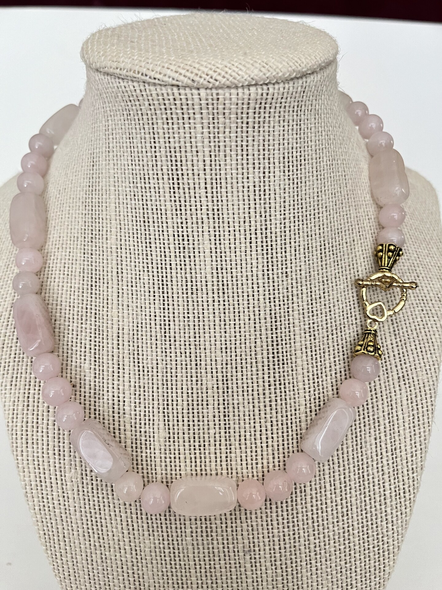 Vintage Rose Quartz outlet Beaded Necklace