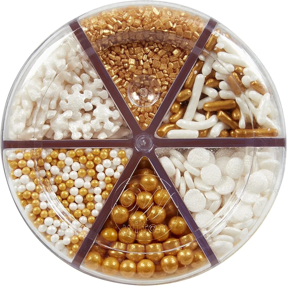 6-Cell Gold and White Holiday Sprinkles