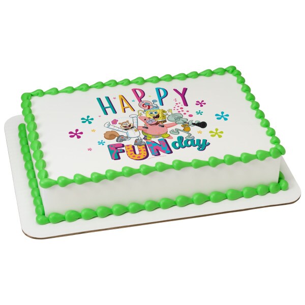 SpongeBob SquarePants&#x2122; Happy Funday! Edible Cake Topper Image 1/4 sheet