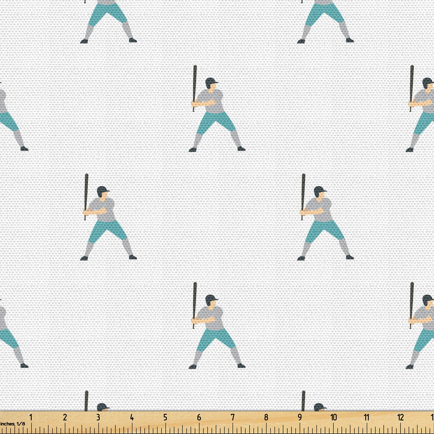 Ambesonne Baseball Fabric by the Yard, Professional Player Batter Pattern Outdoor Sports Theme Digital Graphic Design, Decorative Fabric for Upholstery and Home Accents, Multicolor