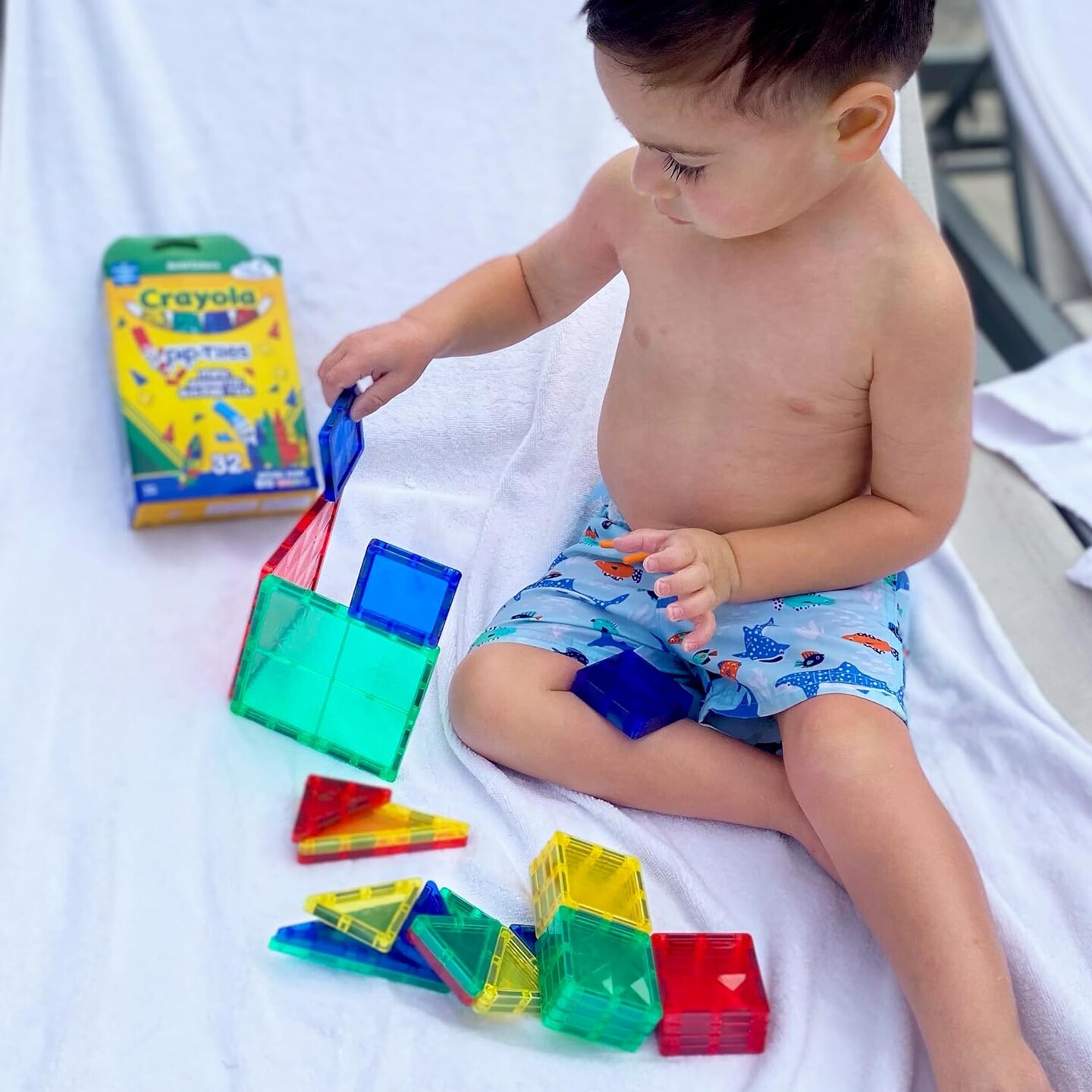 The Crayola Mini Magnetic PIP-Tiles, a 24-piece set of magnetic building toys for kids, is a STEM toy ideal for boys and girls aged three and up.