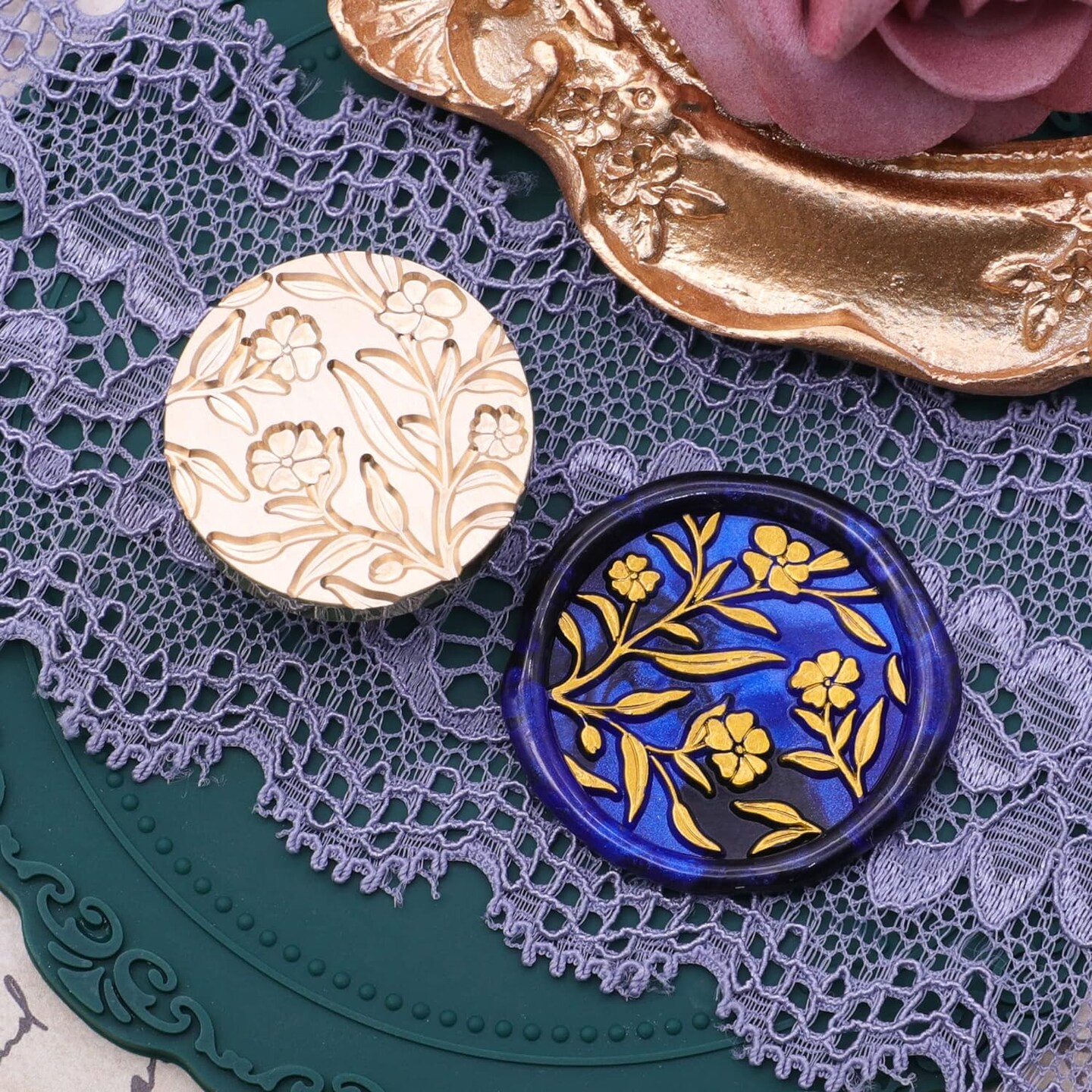 Floral Wax Seal Stamp, Vintage Sealing Wax Stamp, Great for Decorating Wedding Party Invitations Envelopes Gift Idea