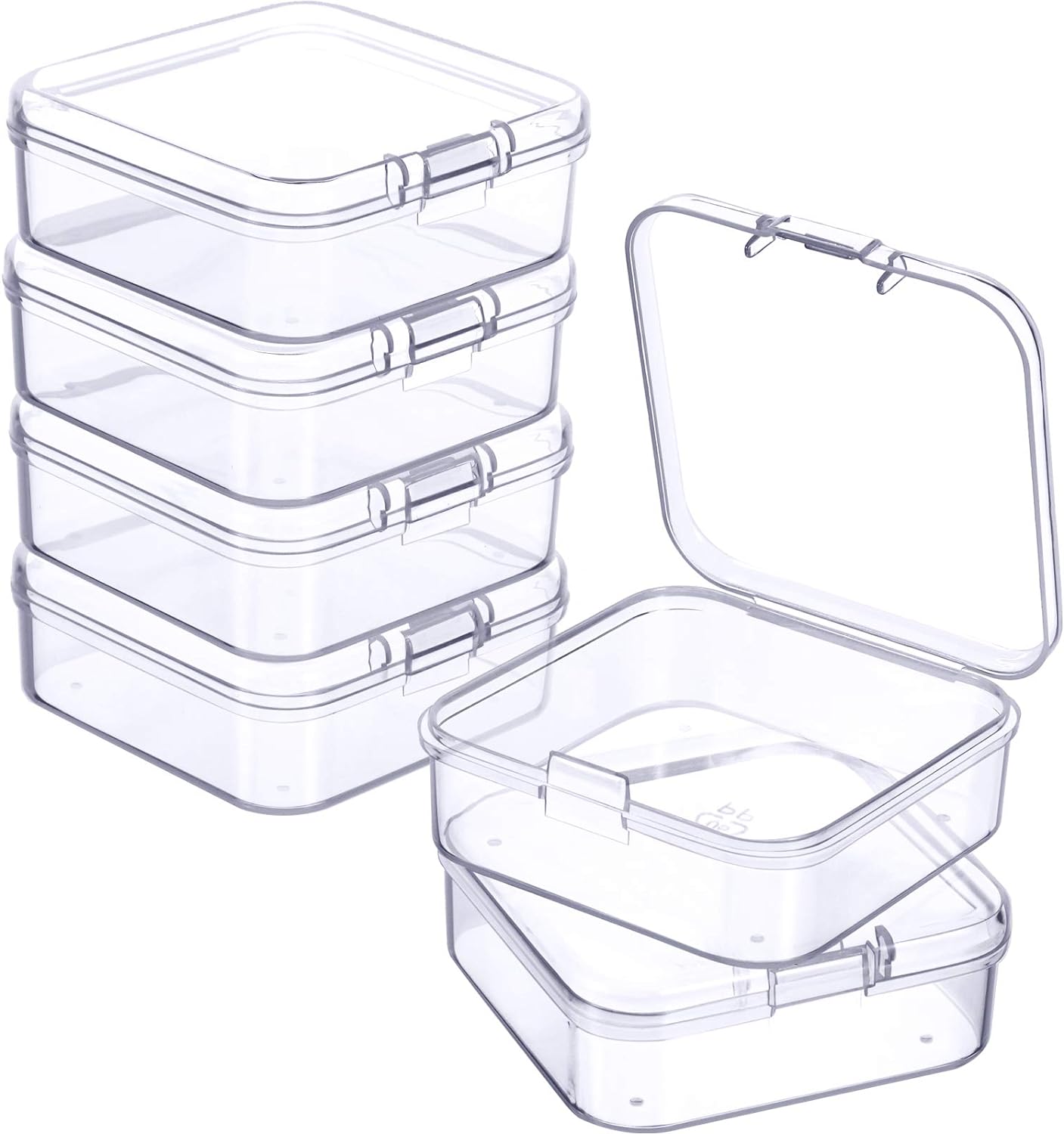 6 Pieces Mini Plastic Clear Beads Storage Containers Box for Collecting Small Items, Beads, Jewelry, Business Cards, Game Pieces, Crafts (2.13 x 2.13 x 0.79 Inch)