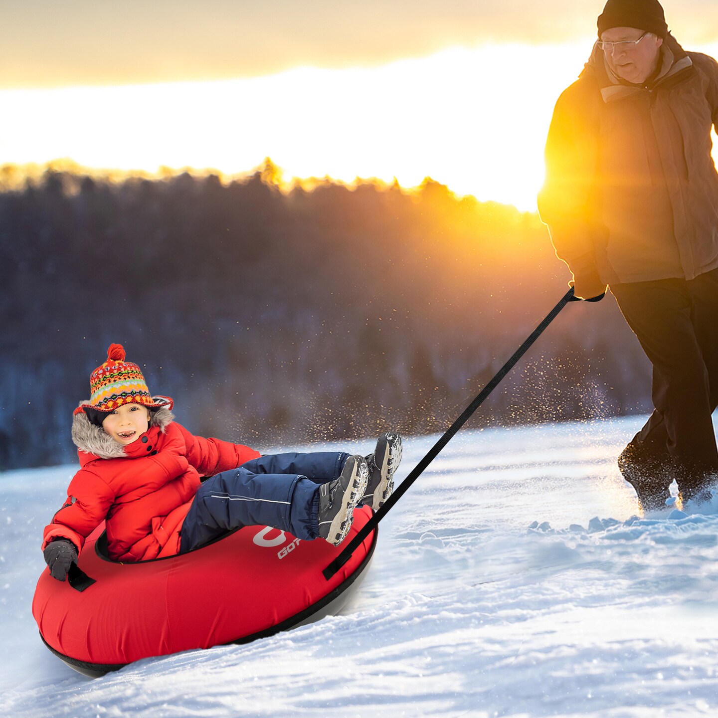 40&#x22; Inflatable Snow Sled For Kids And Adults