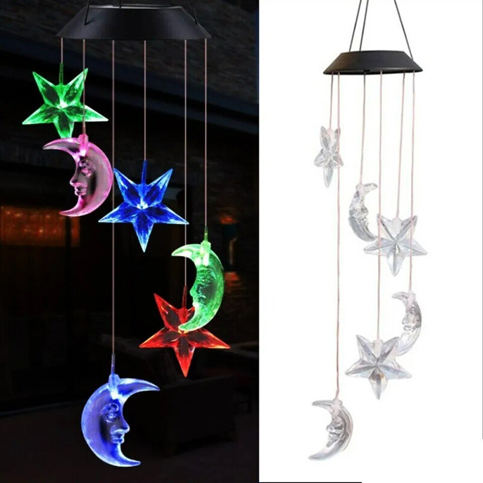 Solar Powered LED Wind Chime Lights Color-Changing Yard Garden Decor Xmas Gift