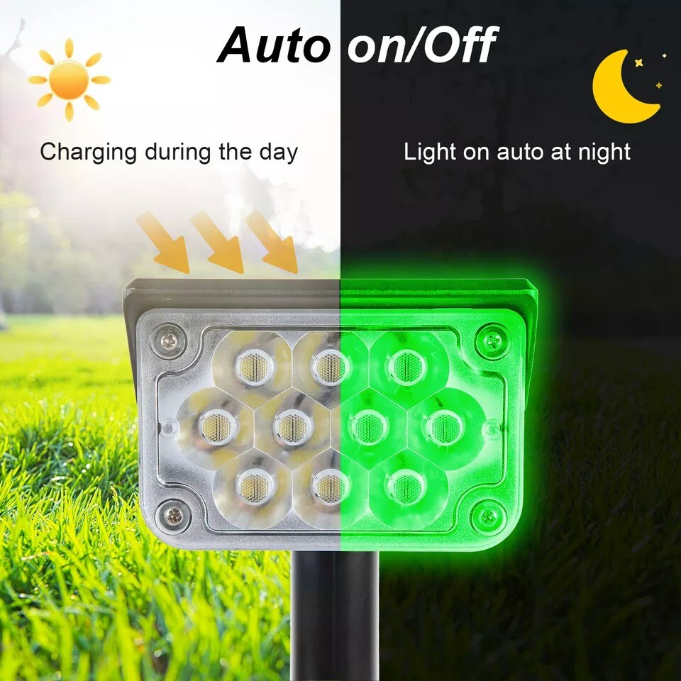 4Pack Solar 20-LED Green Spotlights Outdoor Garden Security Pathway Wall Lamp
