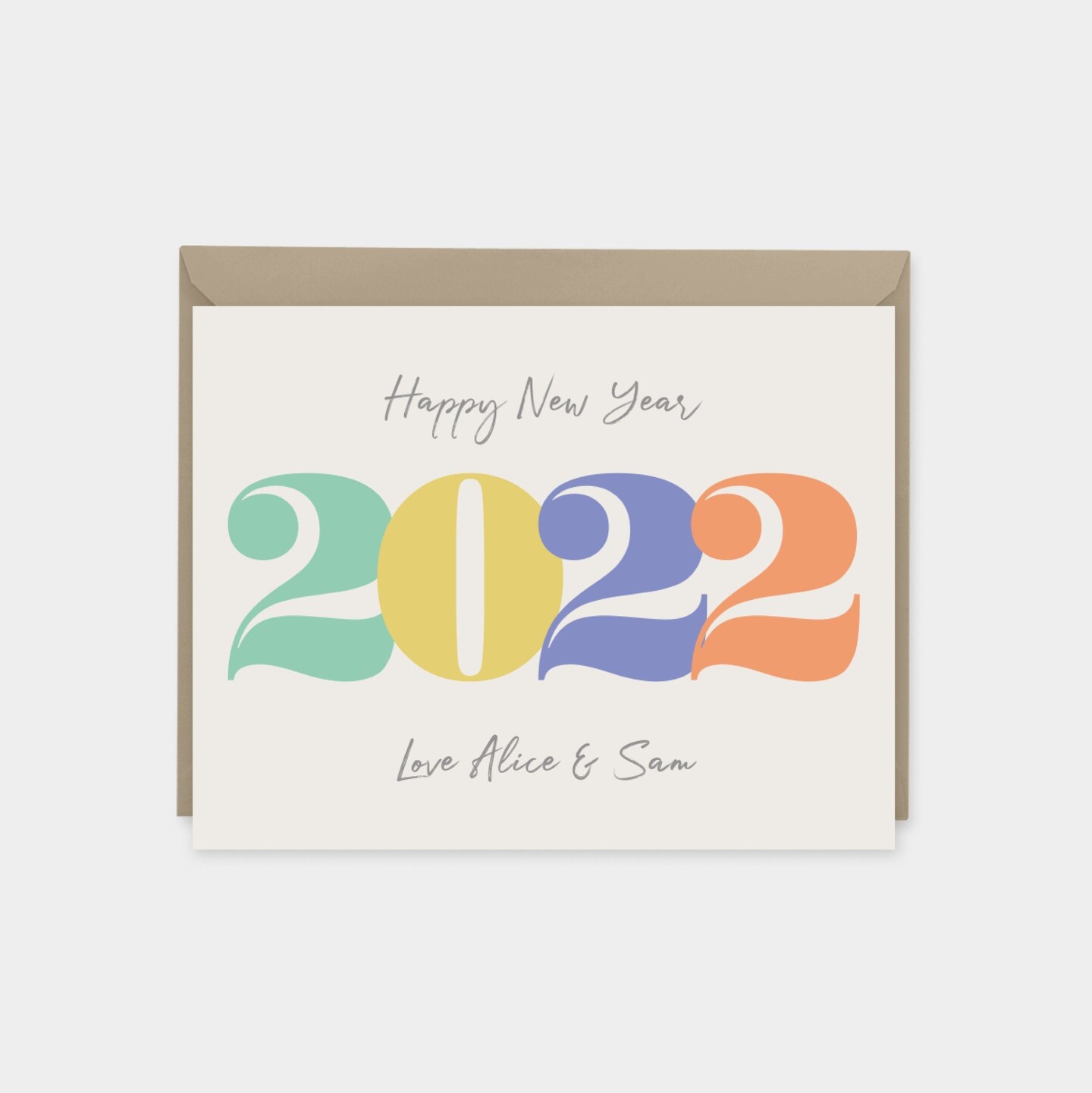 2022 New Years Card, Colorful Typography