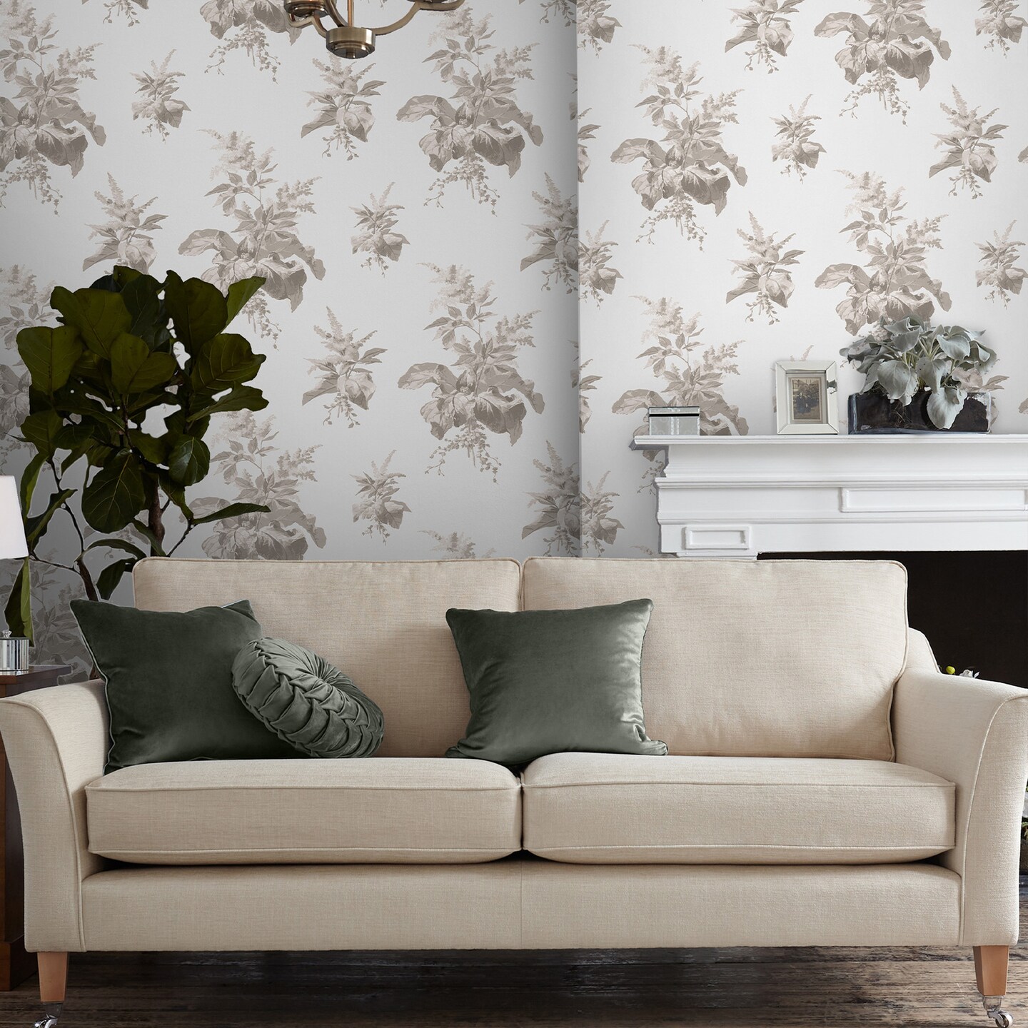 Laura Ashley Narberth Dove Grey Wallpaper
