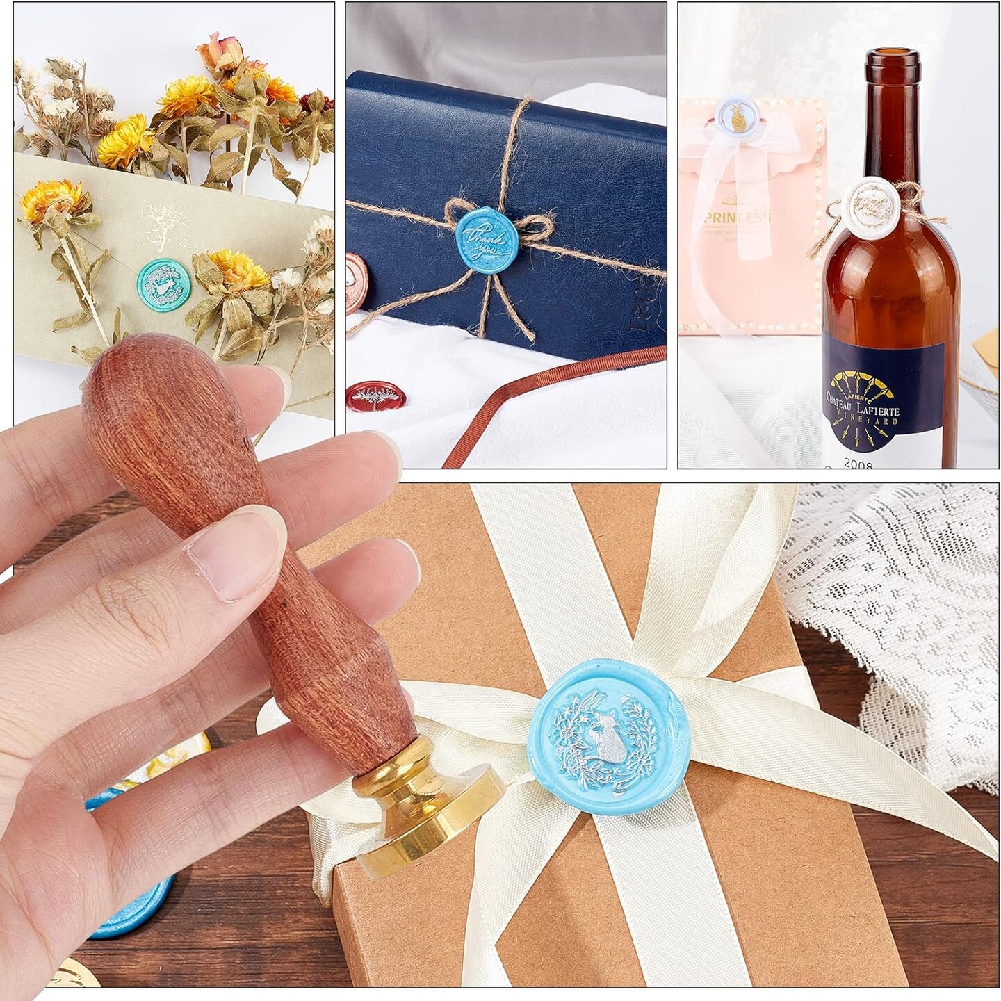 Wax Seal Stamp Graduation Cap Wax Sealing Stamps Graduation Hat Retro Wood Stamp Removable Brass Seal Wood Handle for Wedding Invitations Embellishment Bottle Decoration Gift Packing
