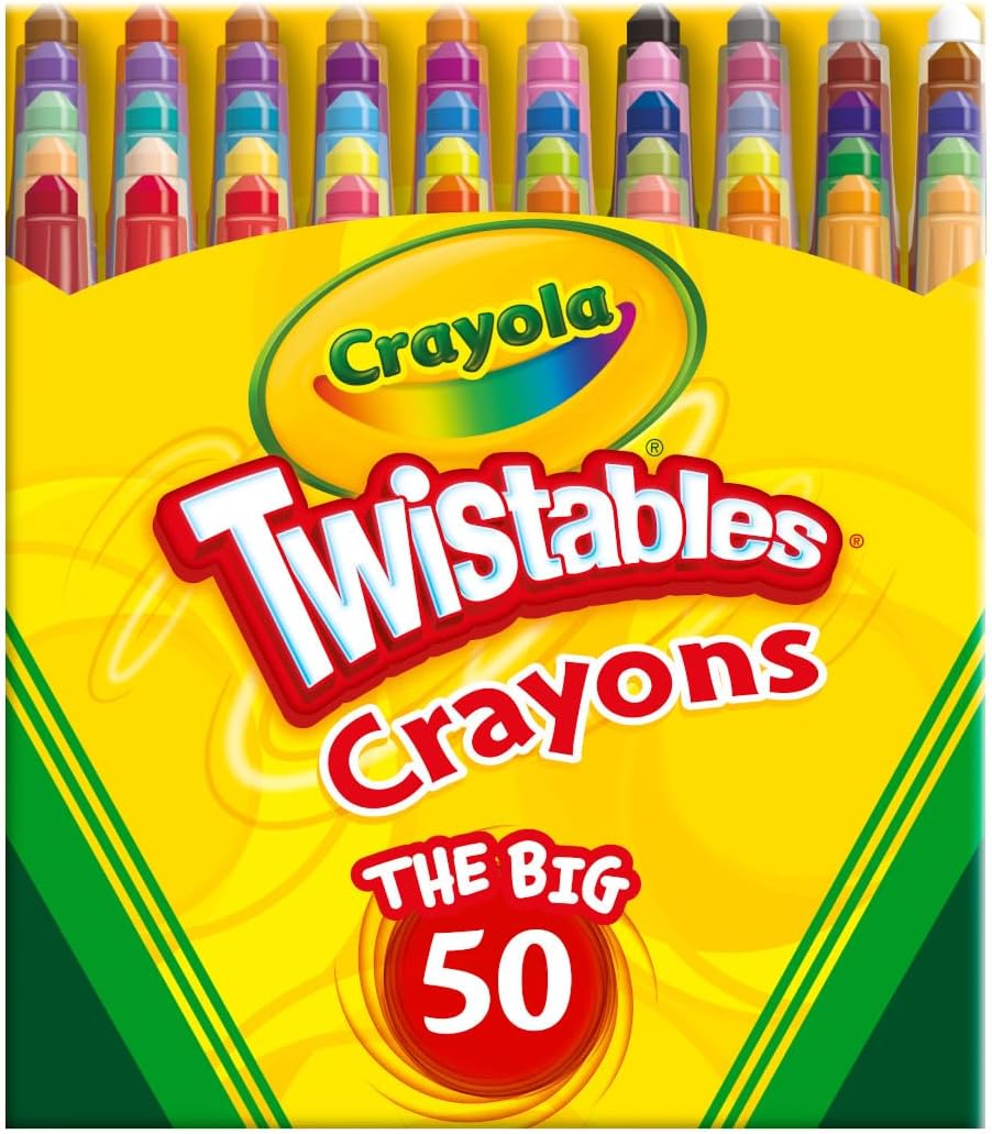 Toddler Crayons for Coloring Books, Mini Twistables Crayons (50ct), Kids Art Supplies for Back to School, Coloring Set