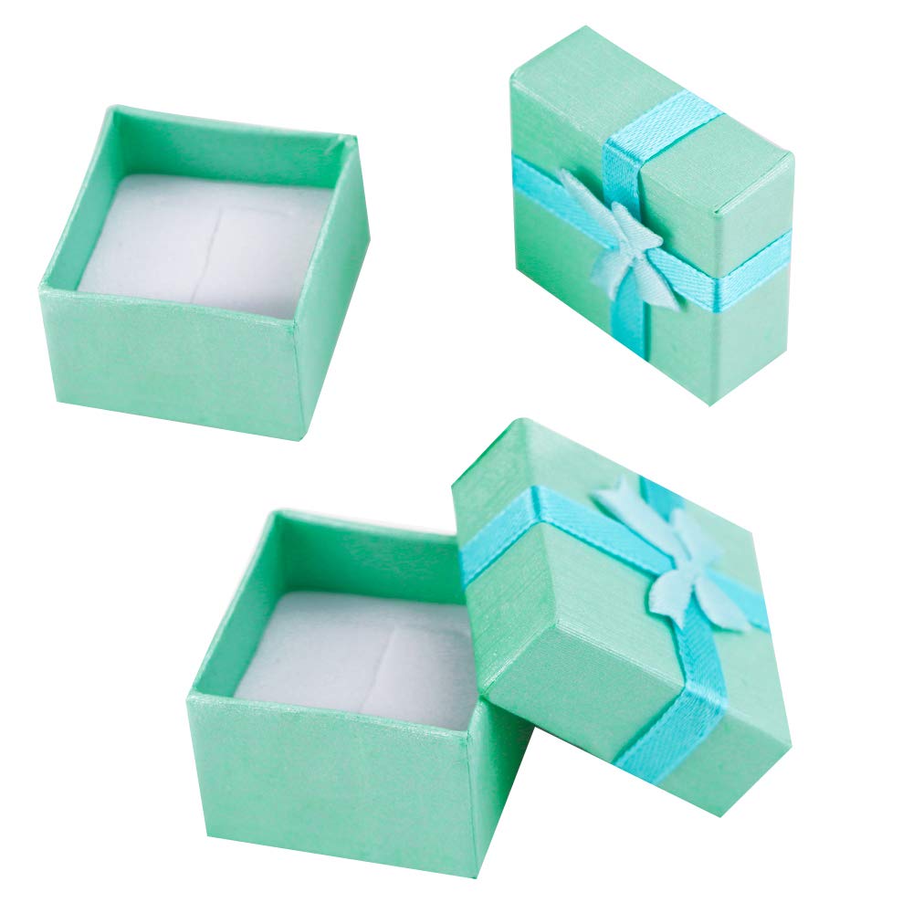 32 Pieces Assorted Jewelry Gifts Boxes, Jewelry Boxes Cardboard Ring Boxes Jewelry Storage Cube Satin Ribbons Bowknot For Anniversaries Weddings Birthdays (8 Colors, 1.57&#x22; x 1.57&#x22; x 1.06&#x22;)
