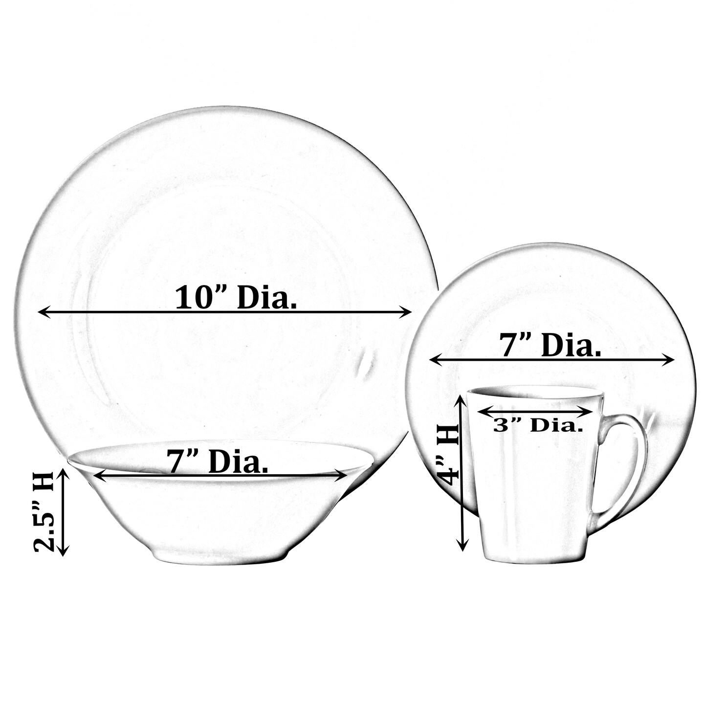 Spin Wash Dinnerware Dish Set | Mugs, Salad and Dinner Plates and Bowls Sets, High Quality Dishes with Highly Chip and Crack Resistant, Dishwasher and Microwave Safe