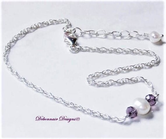 White Pearl Sterling Silver Chain Anklet, Pearl Anklet, offers Silver Anklet