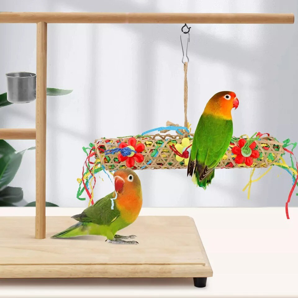 3Pcs Bird Chewing Toy Parrot Cage Foraging Shredder Toy Hanging Loofah Safe Play