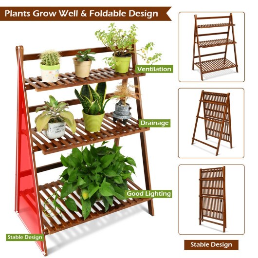 Wicker 3-Tier Storage Shelf Ladder Style Big Capacity Bookshelf for Home