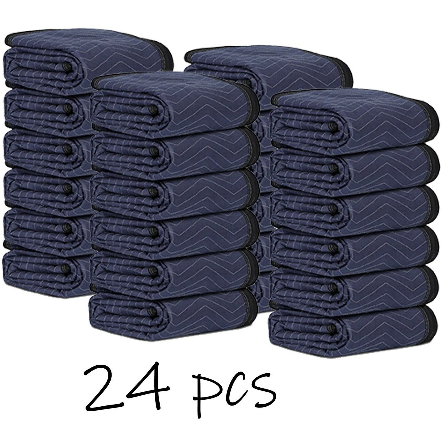 80"x72" Furniture 24 Moving Blankets Protective Shipping Packing Pads Blue/Black