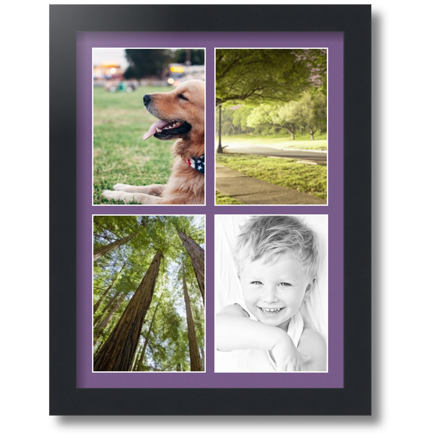 ArtToFrames Collage Photo Picture Frame with 4 - 5x7 inch Openings, Framed in Black with Over 62 Mat Color Options and Regular Glass (CSM-3926-2153)