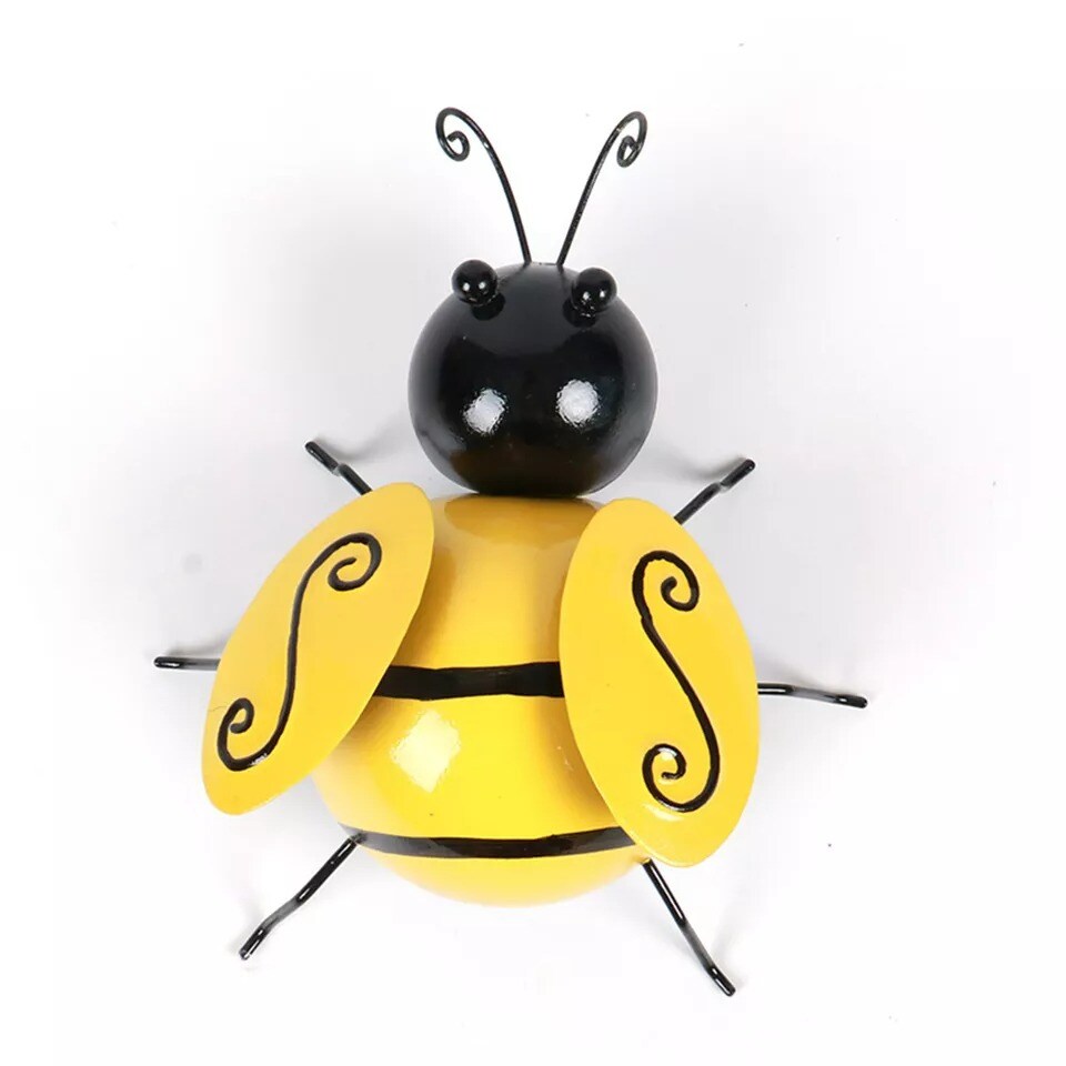 Decorative Metal Bumble Bee Garden Accents - Lawn Ornaments - Set of 4