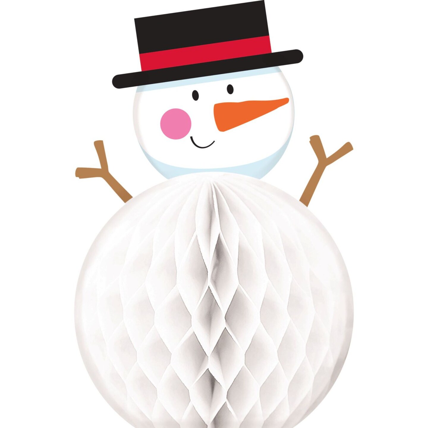 Party Central 3D Snowman Honeycomb Tabletop Christmas Centerpiece - 6&#x22; - White
